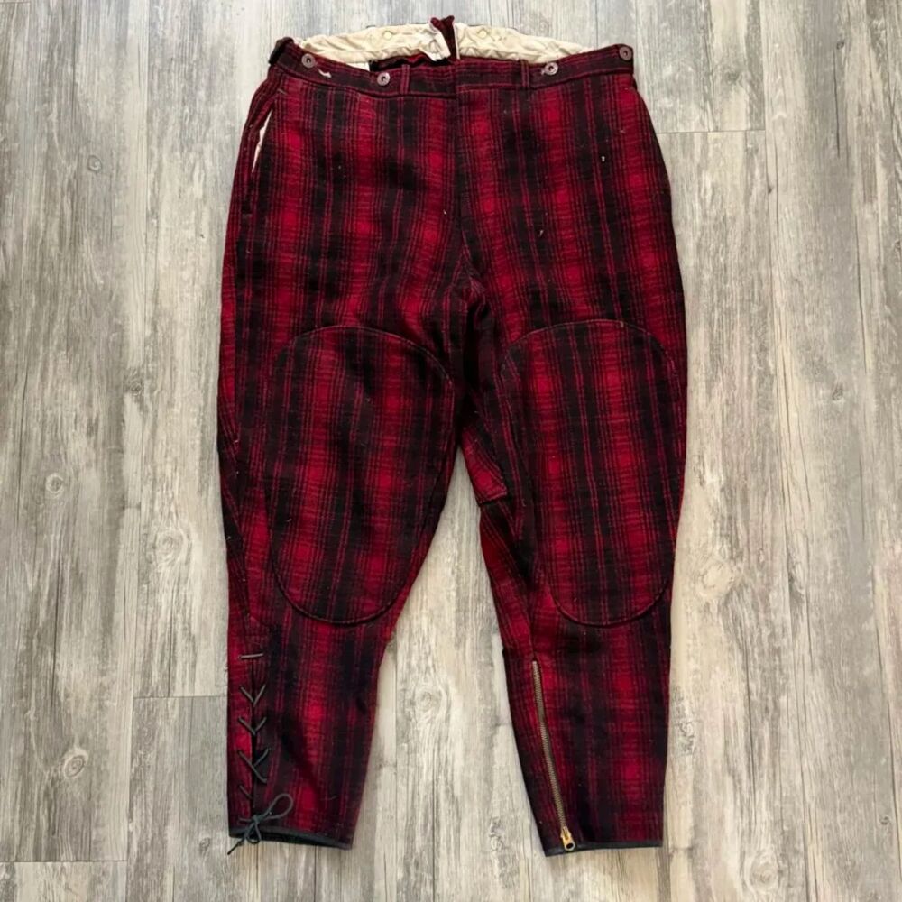 Vintage 1930s Woolrich Mackinaw Plaid Hunting Knicker Trousers Breeches Size 34